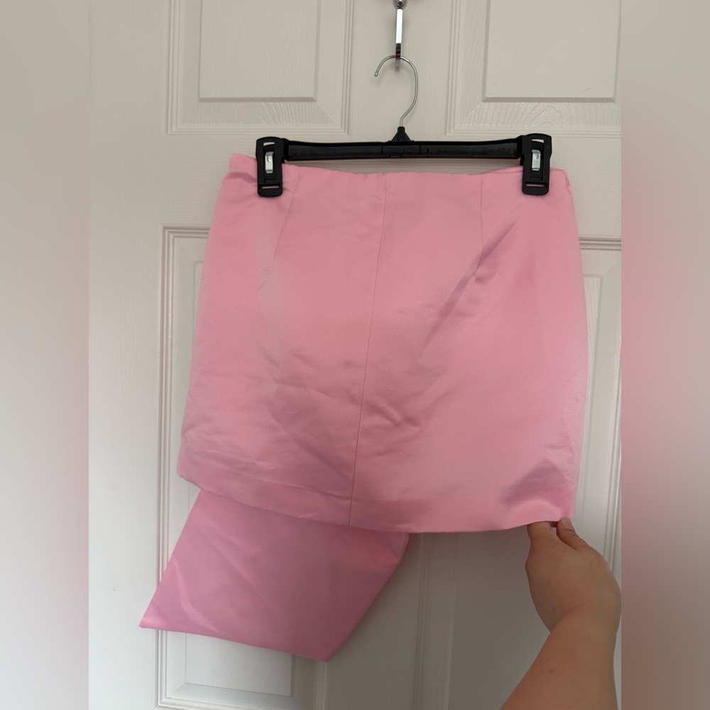 Zara Pink Oversized Bow Mini Skirt Satin Statement Viral Blogger Style size S - Picture 3 of 6